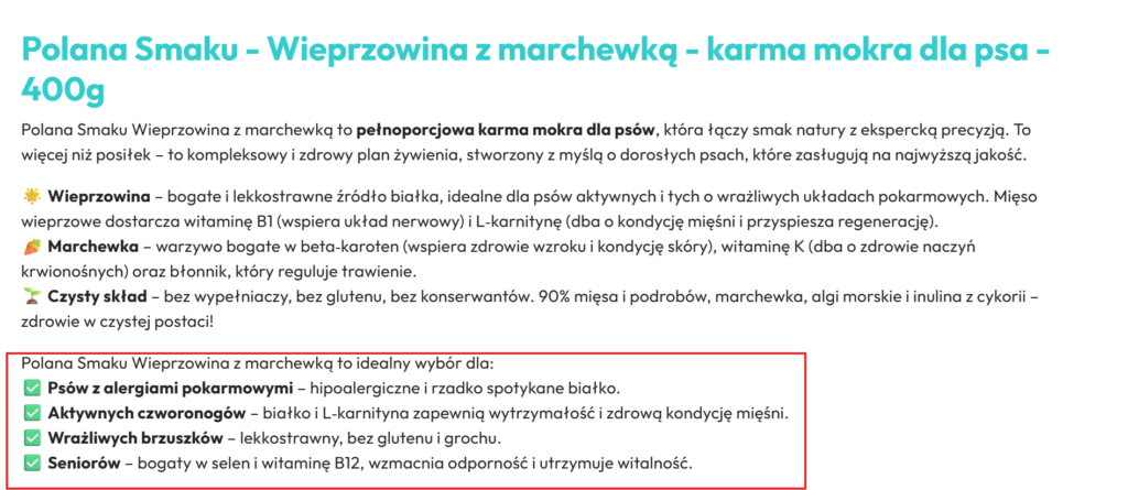 opis zastosowania produktu