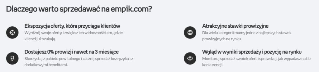 zalety sprzedaży na Empik wg Empik