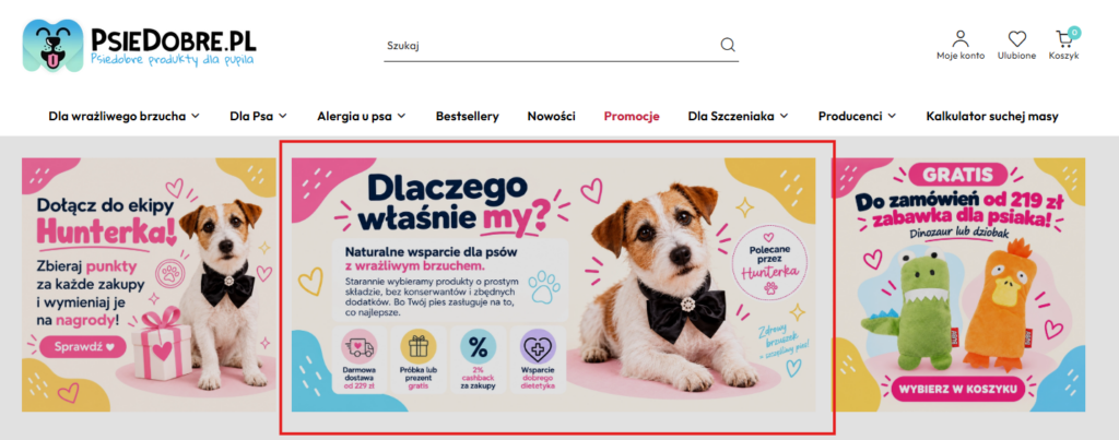 komunikacja USP na stronie głównej sklepu