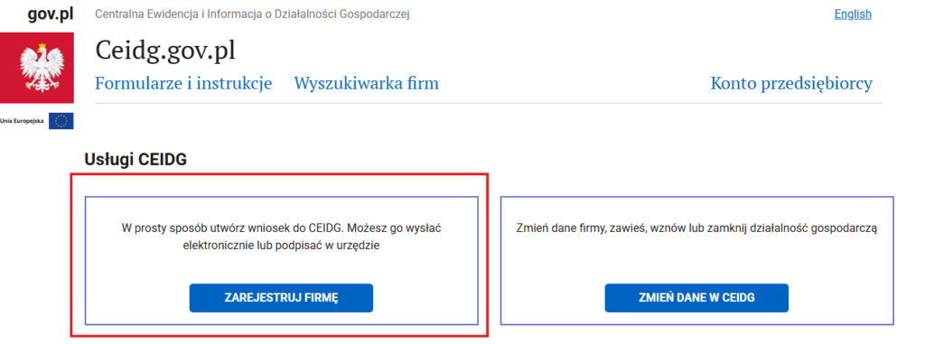 rejestracja firmy w CEIDG