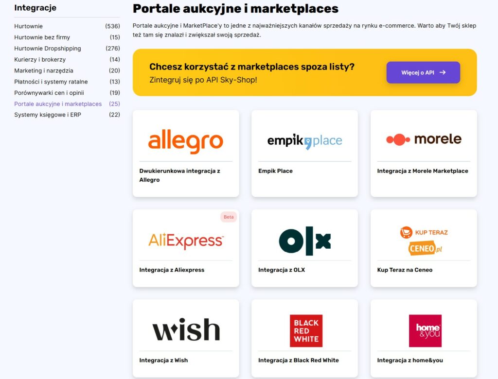 integracje Sky-Shop z marketplaces